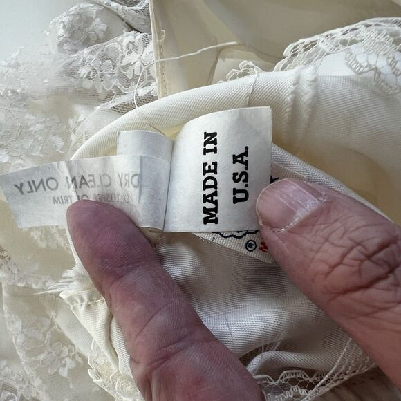Gatsby Style Vintage Lace Sheer Dress Sz 7/8 Union Made In USA Dainty Fairy Chic - Picture 10 of 13